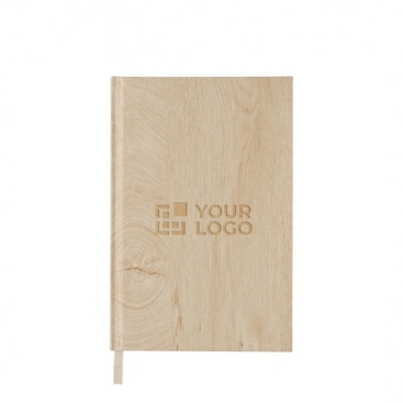 Caderno com capa dura em estampa de madeira A5 folhas com linhas