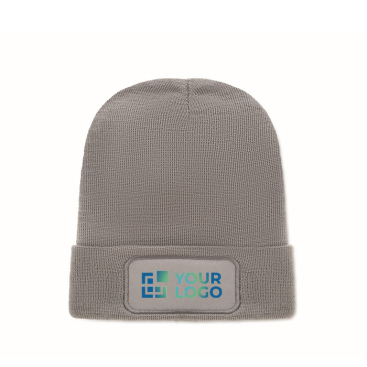 Gorro unissexo de poliéster RPET com patch para personalizar