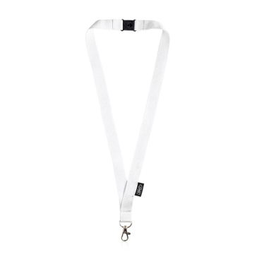 Lanyard de RPET com fecho de segurança e mosquetão metálico 3cm