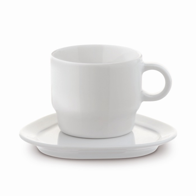 Chávena de café com pires triangular feita na UE 180 ml cor branco sexta vista