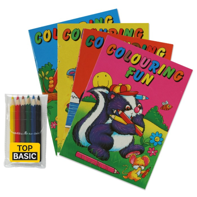 Kit para colorir com livro de 16 páginas e 6 lápis de cores A6 cor multicolor