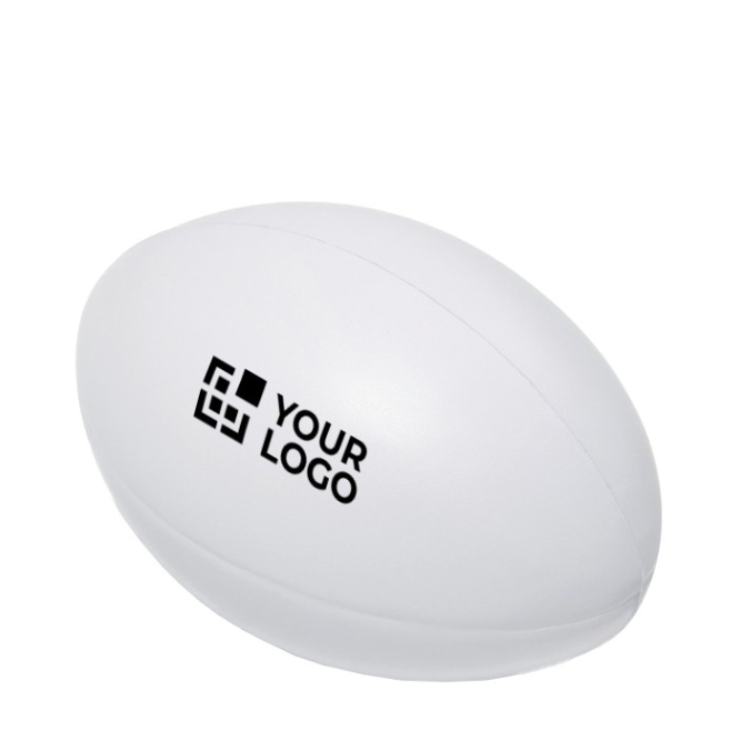 Bola anti-stress com logótipo de rugby para publicidade Zenby cor branco vista principal