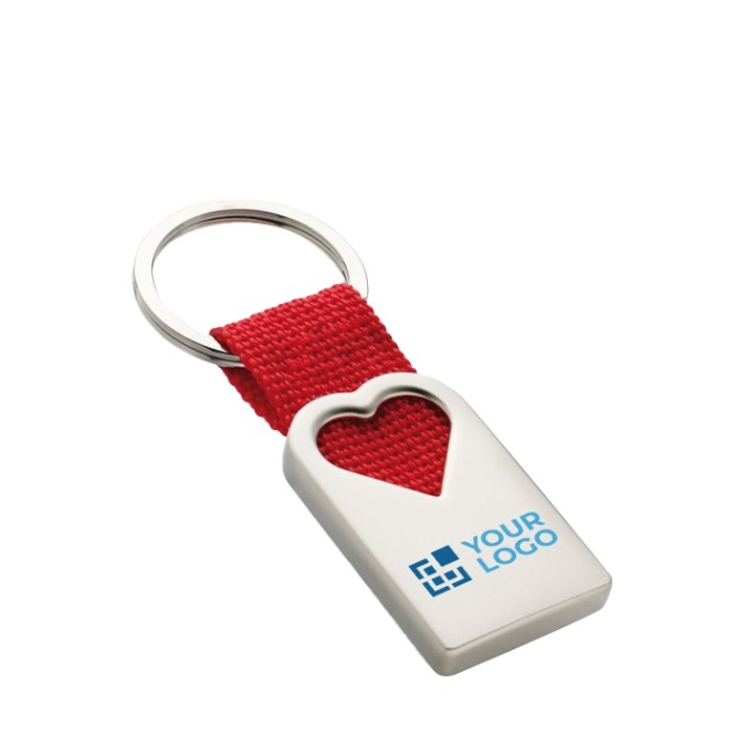 Porta-chaves publicitário com coração cor vermelho vista principal