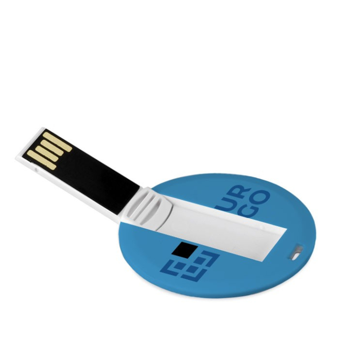 Cartão usb personalizado e com forma redonda cor branco