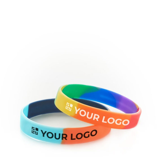 Pulseiras publicitárias para escolher em 6 cores Pantone Multicolor vista principal