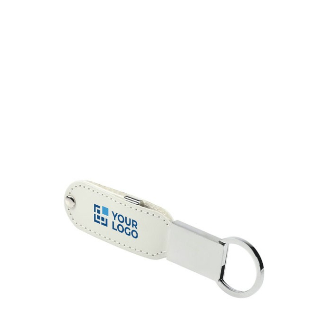 Porta-chaves usb com parte superior metálica cor branco