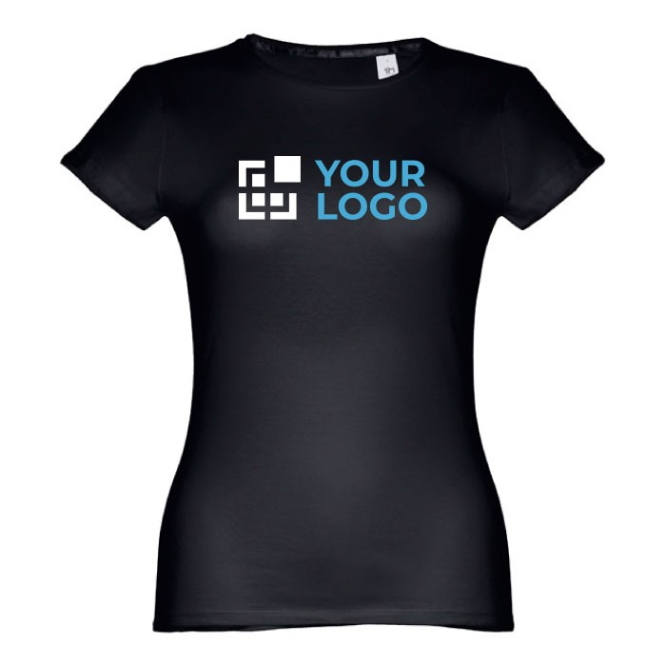 T-shirt de senhora para imprimir o logotipo cor cinzento terceira vista