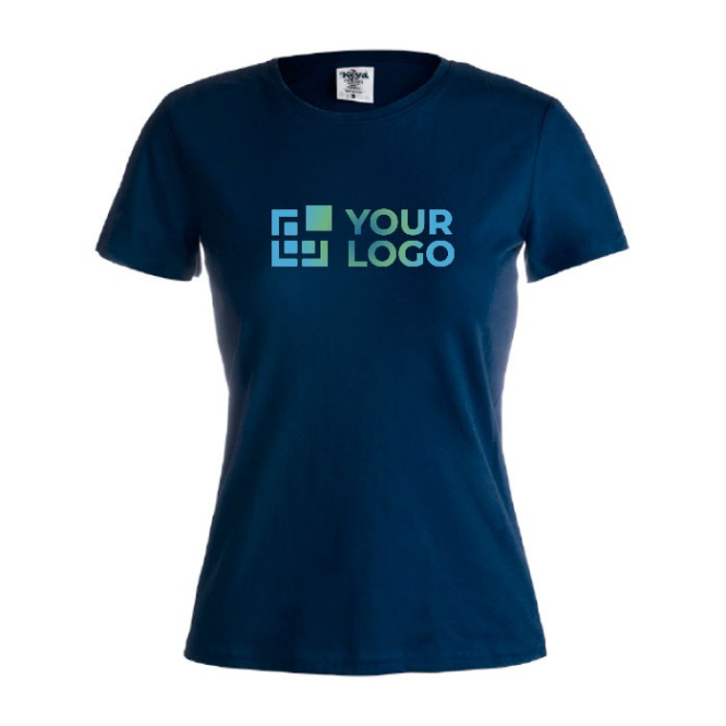 T-shirt de mulher para personalizar com logo cor azul-escuro