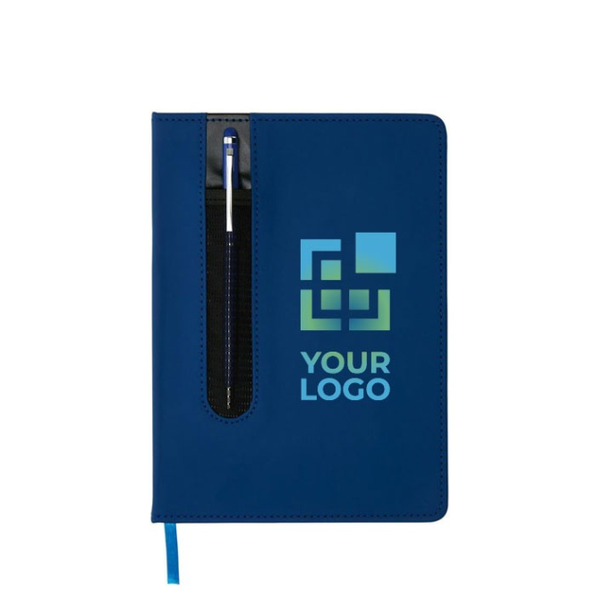 Caderno de PU com caneta táctil, folhas A5 pautadas Storing cor azul real vista principal