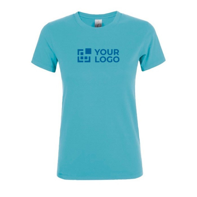 T-shirt de mulher em algodão para empresas cor azul-celeste