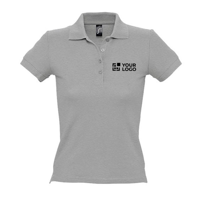 Polo feminino personalizável para empresas cor cinzento