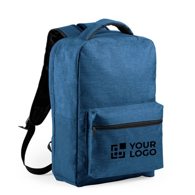 Mochila personalizável com bolso anti-roubo cor azul primeira vista