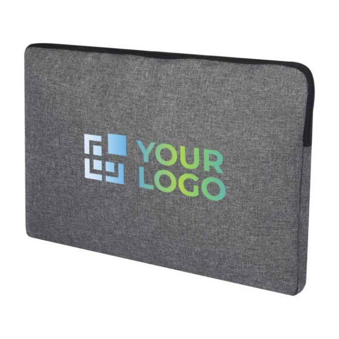 Bolsa acolchoada para portátil com logotipo cor cinzento-escuro vista impressão serigrafia