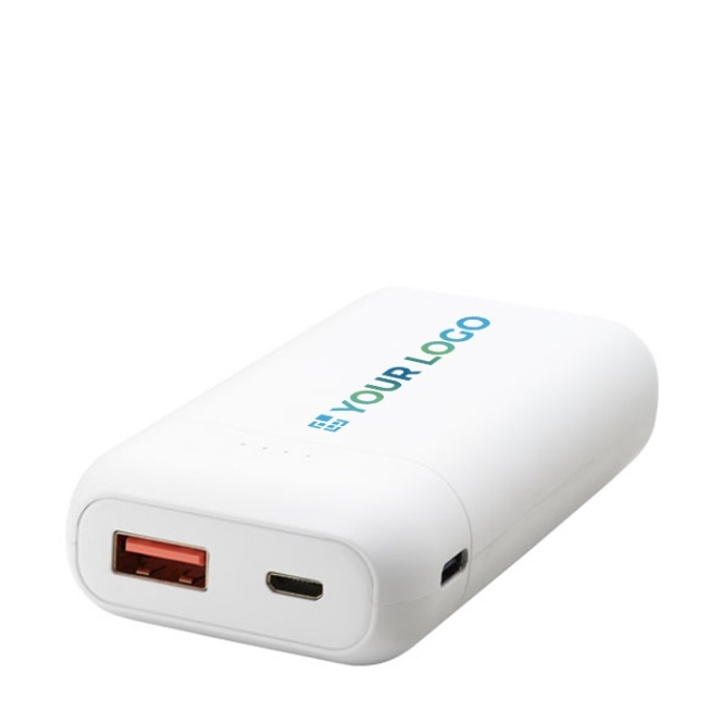 Power bank de 10.000mAh de alta densidade cor branco vista impressão tampografia