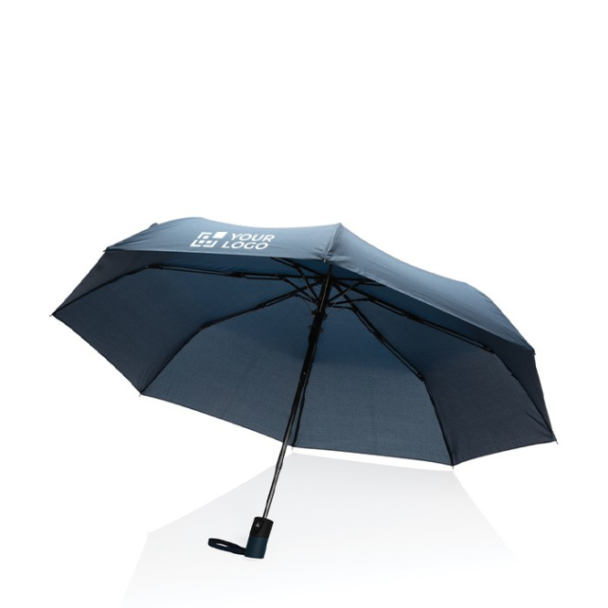 Guarda-chuva pequeno anti-vento cor azul-marinho vista com logo
