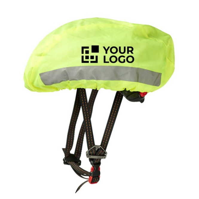 Capa para capacete de bici refletora cor amarelo fluorescente vista impressão serigrafia