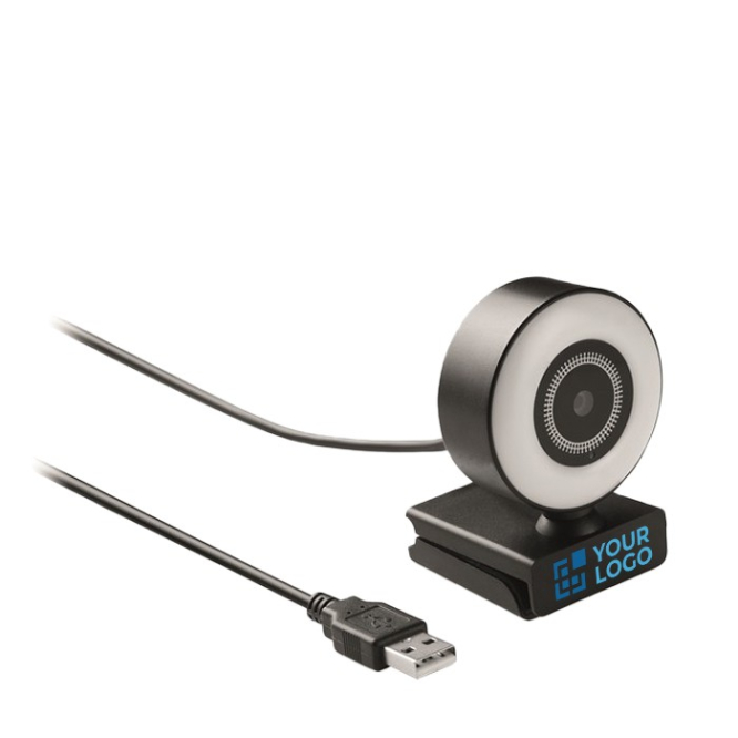 Webcam com microfone e anel luminoso cor preto vista principal