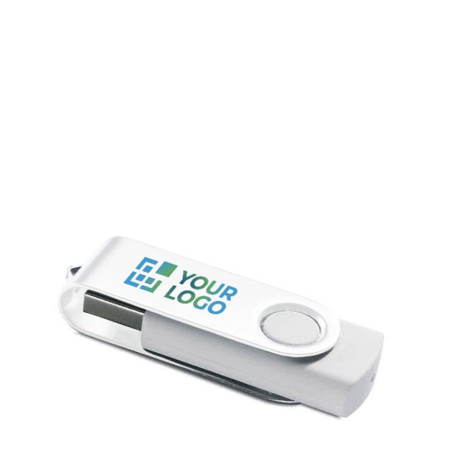 USB giratório com clip branco cor azul-claro