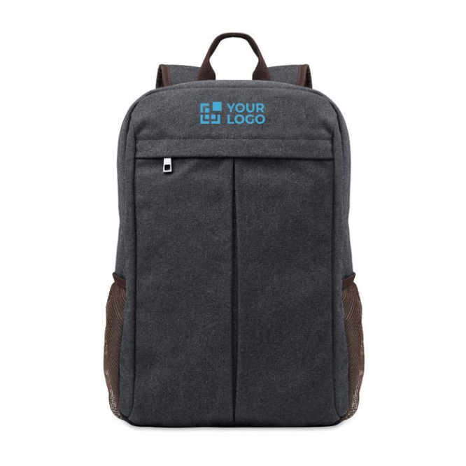 Mochila para portátil em canvas 450 g/m² cor preto vista fotografia sexta vista