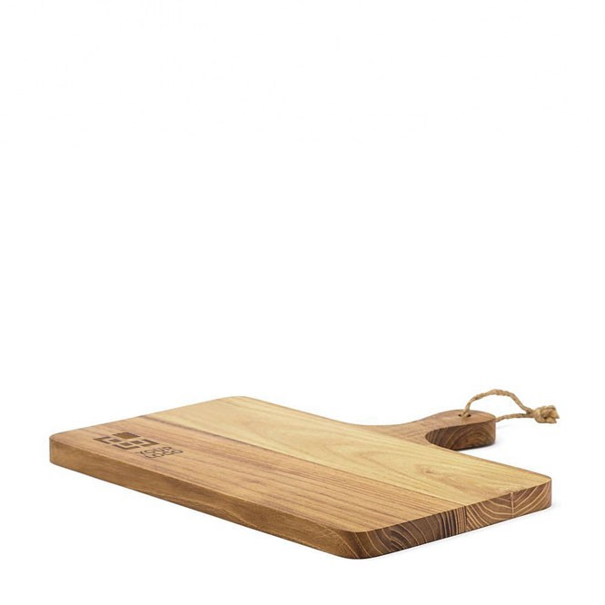 Tábua para cortar ou servir de madeira de teca cor madeira vista com caixa