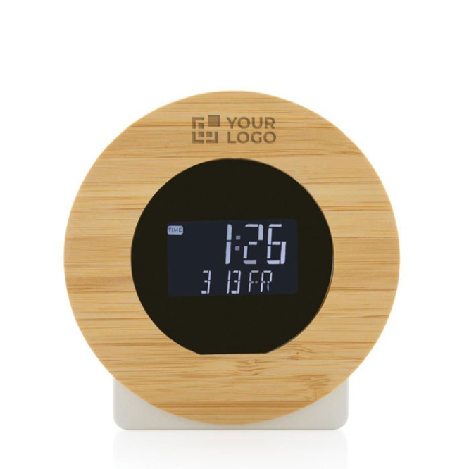 Relógio de secretária redondo de bambu cor madeira