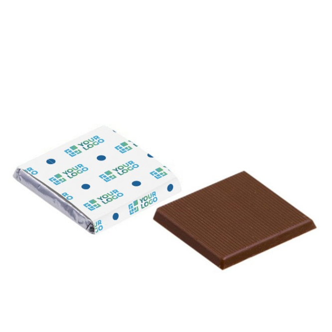 Minichocolates de chocolate de leite, embalagem prateada 5 g cor branco