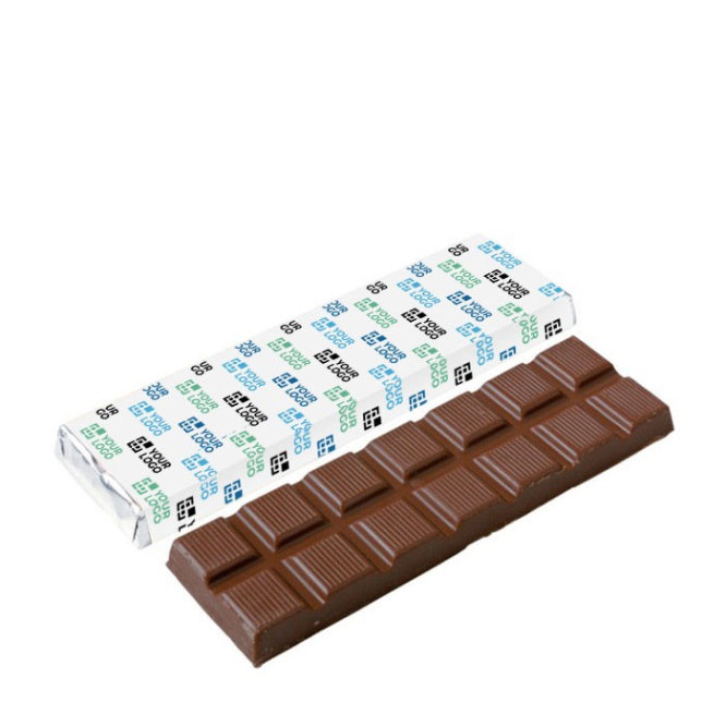 Tablete retangular de chocolate de leite ou negro 75 g cor branco