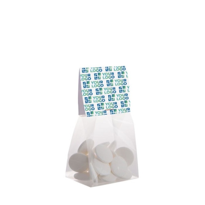 Saco de Imperial Mints com topo personalizável 50 g cor transparente