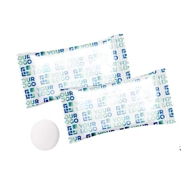 Pastilhas de menta com embalagem personalizável cor branco quarta vista