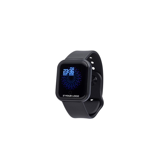 Smartwatch multifunções sem fios, pulseira ajustável e USB cor preto nona vista