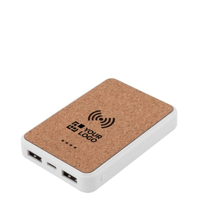 Powerbank e carregador sem fios reciclado detalhes cortiça 5 W