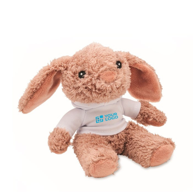 Peluche em forma de coelho com camisola branca personalizável vista principal