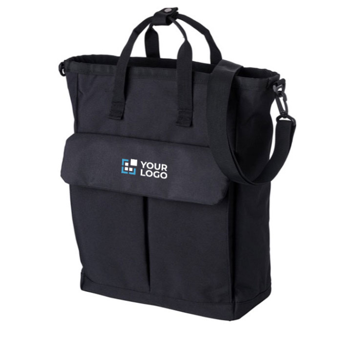 Mala à tiracolo para portátil com 2 bolsos com fecho de velcro 15'' cor preto vista principal