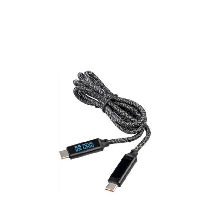 Cabo de carregamento de nylon com 1 metro e portas USB-C 65 W cor preto vista principal