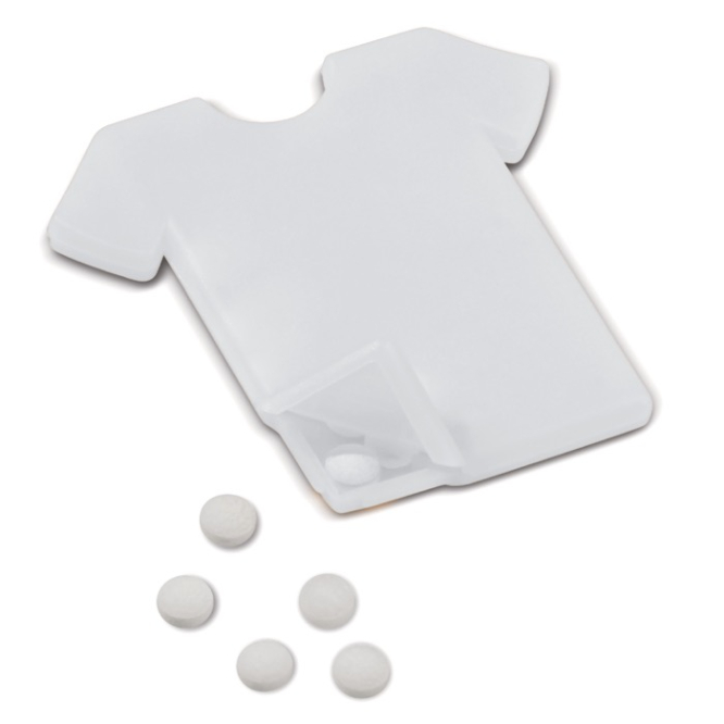 Dispensador de caramelos de menta sem açúcar em forma de t-shirt 7gr cor branco terceira vista