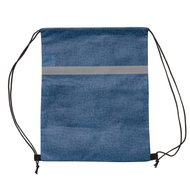 Mochila de cordas de non-woven com faixa refletora horizontal cor cinzento-escuro terceira vista