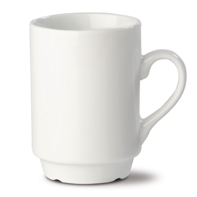 Caneca de porcelana branca empilhável com capacidade de 160ml cor branco quarta vista