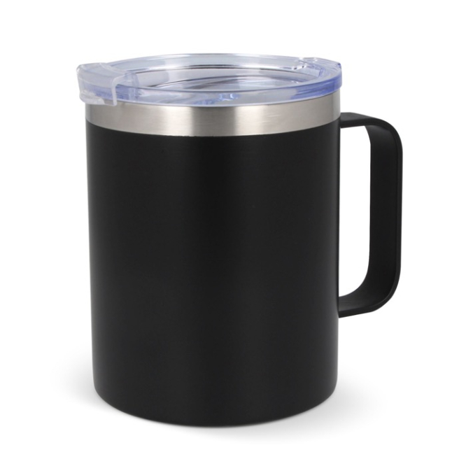 Caneca take away de cerâmica com asa para fácil transporte 350ml cor prateado