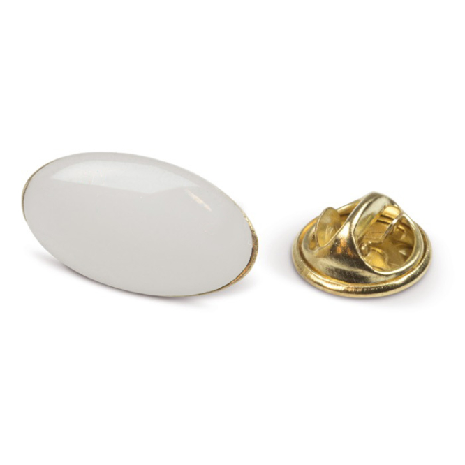 Pin publicitário oval de metal dourado 20x12mm cor dourado quarta vista