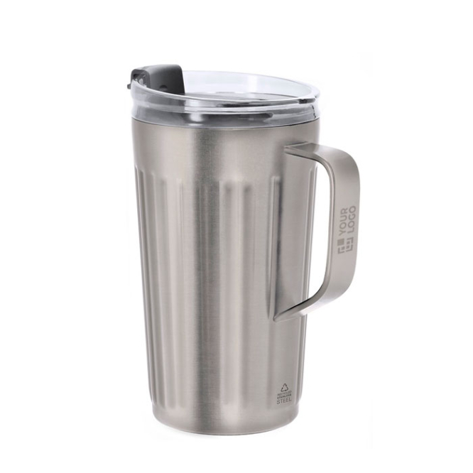 Caneca térmica de aço inoxidável reciclado com pega lateral 350 ml