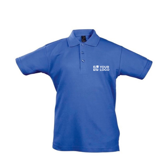 Polo infantil em 100% algodão para estampar cor azul real